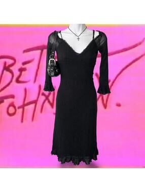 Vintage Betsey Johnson black mesh midi dress